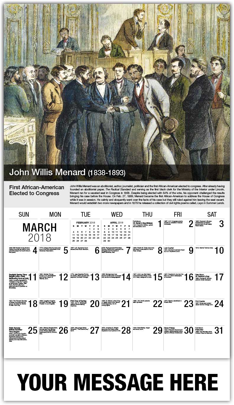 Black History Calendar 65¢ African American History promotional wall